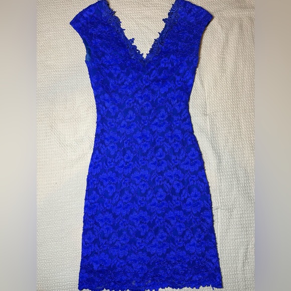 Vintage 80s Molly Malloy For all that Jazz Blue Lace Party/Formal/Prom Dress - Picture 1 of 5